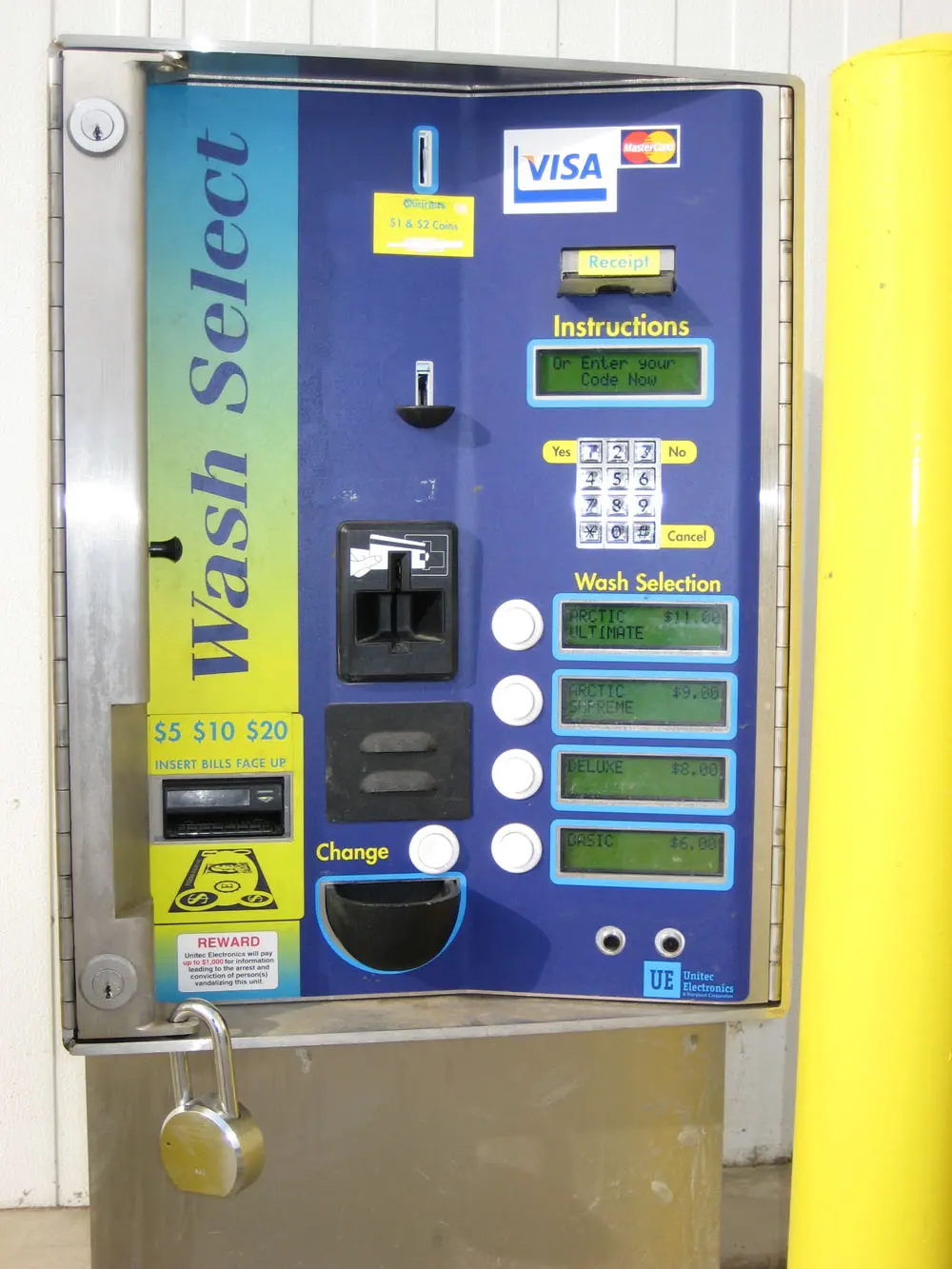 Automated teller where you choose a touchless wash package at Arctic Autowash