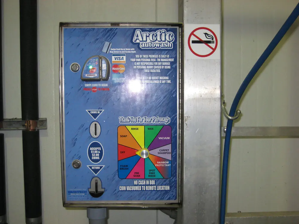 Wand wash bay control dial with pre-soak, soap, wax and rinse settings
